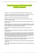 Colonial America 2023 Exam With Verified Answers
