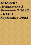 LME3701 Assignment 2 Semester 2 2023 - DUE 1 September 2023