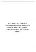 TEST BANK FOR COMPUTED TOMOGRAPHY PHYSICAL PRINCIPLES CLINICAL APPLICATIONS AND QUALITY CONTROL, 3RD EDITION: SEERAM