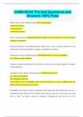 CARD BCAT Pre-test Questions and Answers 100&percnt; Pass