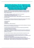 Psychiatric Nursing - Ch 31- Addiction and  Substance-Related Disorders- Management  of Alcohol and Drug Use example  Questions And Answers 2023