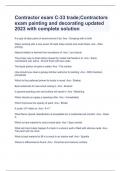 Contractor exam C-33 trade;Contractors exam painting and decorating updated 2023 with complete solution
