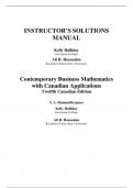 Solution Manual for Contemporary Business Mathematics with Canadian Applications 12th Edition by Ali R. Hassanlou, S. A. Hummelbrunner, Kelly Halliday