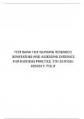 TEST BANK FOR NURSING RESEARCH: GENERATING AND ASSESSING EVIDENCE FOR NURSING PRACTICE, 9TH EDITION: DENISE F. POLIT