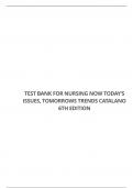 TEST BANK FOR NURSING NOW TODAY’S ISSUES, TOMORROWS TRENDS CATALANO 6TH EDITION