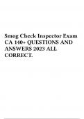 Smog Check Inspector Exam CA 140+ QUESTIONS AND ANSWERS 2023 ALL CORRECT.