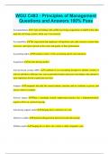 WGU C483 - Principles of Management Questions and Answers 100&percnt; Pass