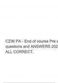 C236 PA - End of course Pre assessment questions and ANSWERS 2023 ALL CORRECT.