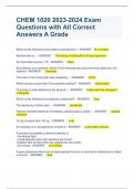 CHEM 1020 2023-2024 Exam Questions with All Correct Answers A Grade