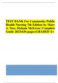 Test Bank For Community Public Health Nursing 7th Edition by Mary A. Nies, Melanie McEwen | Complete Guide  2023