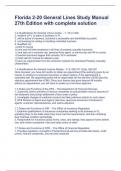 Florida 2-20 General Lines Study Manual 27th Edition with complete solution