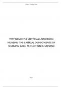 TEST BANK FOR MATERNAL-NEWBORN NURSING THE CRITICAL COMPONENTS OF NURSING CARE, 1ST EDITION: CHAPMAN