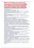 WGU C172 Network and Security - Foundations&semi; PA and OA set EXAM  2023 QUESTIONS AND ANSWERS  ALREADY PASSED AND VERIFIED