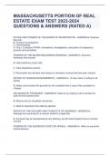 MASSACHUSETTS PORTION OF REAL ESTATE EXAM TEST 2023-2024 QUESTIONS & ANSWERS (RATED A)