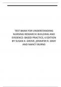 TEST BANK FOR UNDERSTANDING NURSING RESEARCH: BUILDING AND EVIDENCE- BASED PRACTICE, 6 EDITION BY SUSAN K. GROVE, JENNIFER R. GRAY AND NANCY BURNS