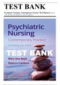 Test Bank For Psychiatric Nursing: Contemporary Practice 7th Edition By Ann Boyd 9781975161187 ALL Chapters 1-43 Complete Questions and Answers