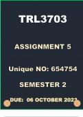 TRL3703 Assignment 5 (ANSWERS)| Due: 6th October 2023 (Detailed Answers Provided)