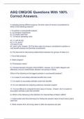 ASQ CMQ&sol;OE Questions With 100&percnt; Correct Answers&period;