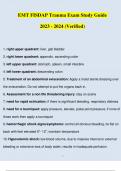 EMT FISDAP Trauma Exam Study Guide 2023 - 2024 (Verified)