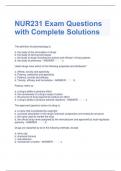 NUR231 Exam Questions with Complete Solutions 