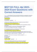 MGT103 FULL đpl 2023-2024 Exam Questions with Correct Answers 