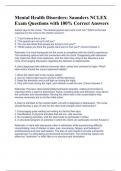 Mental Health Disorders&colon; Saunders NCLEX Exam Questions with 100&percnt; Correct Answers