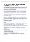 NR 326 Mental Health - exam 2 Questions with 100&percnt; Correct Answers 