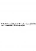 PHY 250 General Physics I All Graded Exams 2023/2024 100%Verified and Updated by Expert .