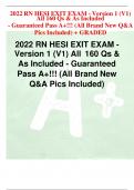 2022 RN HESI EXIT EXAM - Version 1 &lpar;V1&rpar; All 160 Qs & As Included - Guaranteed Pass A&plus;&excl;&excl;&excl; &lpar;All Brand New  Q&A Pics Included&rpar;
