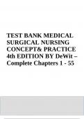 MEDICAL SURGICAL NURSING CONCEPT & PRACTICE 4th EDITION DeWit TEST BANK | Chapter 1 - 55 | VERIFIED 2023-2024