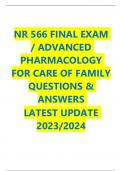 NR 566 FINAL EXAM  / ADVANCED PHARMACOLOGY FOR CARE OF FAMILY QUESTIONS &  ANSWERS LATEST UPDATE  2023/2024