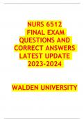 NURS 6512 FINAL EXAM  QUESTIONS AND  CORRECT ANSWERS  LATEST UPDATE  2023-2024 WALDEN UNIVERSITY