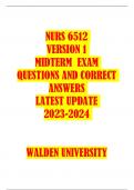 NURS 6512 VERSION 1 MIDTERM EXAM  QUESTIONS AND CORRECT  ANSWERS  LATEST UPDATE  2023-2024  WALDEN UNIVERSITY