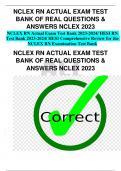 NCLEX RN Actual Exam Test Bank 2023-2024/ HESI RN  Test Bank 2023-2024/ HESI Comprehensive Review for the  NCLEX RN Examination Test Bank