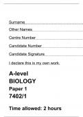 AQA A-level BIOLOGY Paper 1 LEAKED SUMMER VERSION 2024