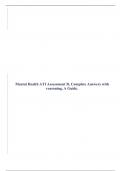 Mental Health ATI Assessment B, Complete Answers with reasoning, A Guide.