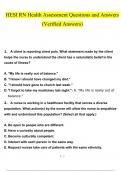 HESI RN Health Assessment questions and answers latest 2023 - 2024 [100% correct answers]