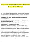 HESI - Health Assessment Prep Practice questions and answers latest 2023 - 2024 &lbrack;100&percnt; correct answers&rsqb;