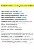 HESI Pediatric questions and answers latest 2023 - 2024 &lbrack;100&percnt; correct answers&rsqb;