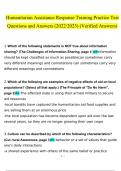 Humanitarian Assistance Response Training Practice Test questions and answers latest 2023 - 2024 &lbrack;100&percnt; correct answers&rsqb;