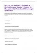 Brunner and Suddarth's Textbook of Medical Surgical Nursing ; Chapter 66: Management of Patients with Neurologic Dysfunction questions with complete solution graded A+
