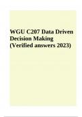 WGU C207 (Data Driven Decision Making) Practice Questions With Answers Latest Update 2023-2024 | GRADED A+
