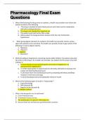 Pharmacology Final Exam  Questions