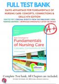 Test Bank for Davis Advantage for Fundamentals of Nursing Care: Concepts, Connections & Skills 4th Edition By Marti Burton; David Smith () /9781719644556/ Chapter 1-38/ Complete Questions and Answers A+