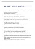 OB exam 1 Practice questions and complete correct answers