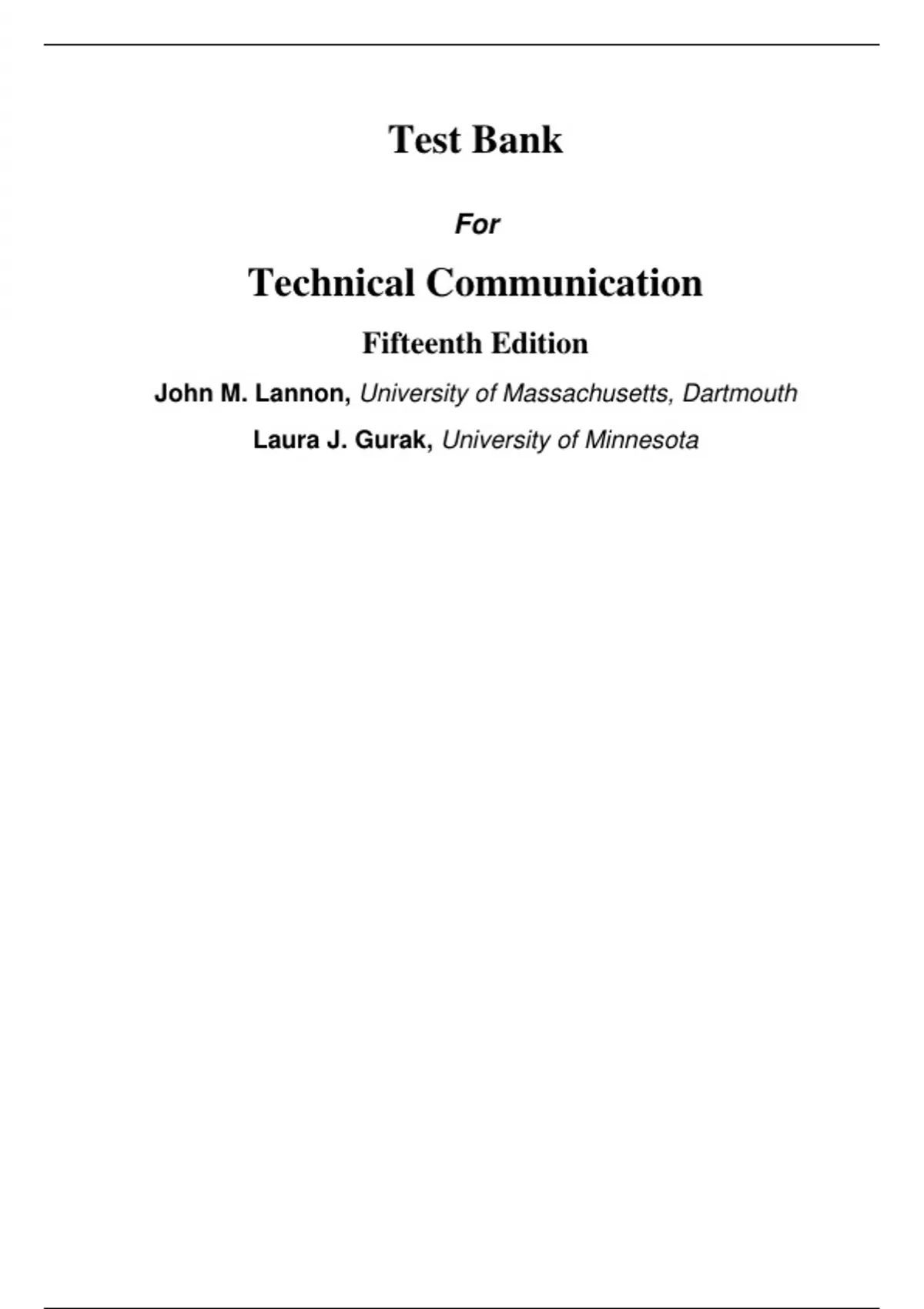 Test Bank For Technical Communication 15th Edition All Chapters 