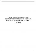 TEST BANK FOR BRUNNER SUDDARTHS TEXTBOOK OF MEDICAL SURGICAL NURSING BY JANICE L. HINKLE