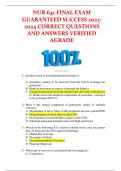 NUR 641 FINAL EXAM GUARANTEED SUCCESS 20232024 CORRECT QUESTIONS  AND ANSWERS VERIFIED  AGRADE 