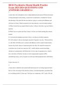 HESI Psychiatric-Mental Health Practice  Exam 2023&sol;2024 QUESTIONS AND  ANSWERS GRADED A&plus;