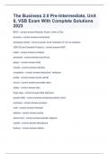 The Business 2&period;0 Pre-Intermediate&comma; Unit 8&comma; VSB Exam With Complete Solutions 2023